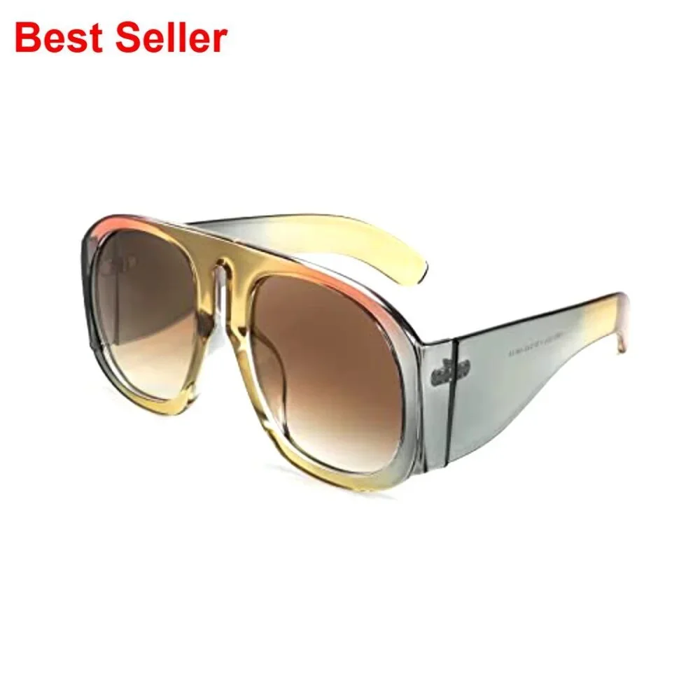 Oversized Retro Aviator Sunglasses with UV400 Protection Shield Frame